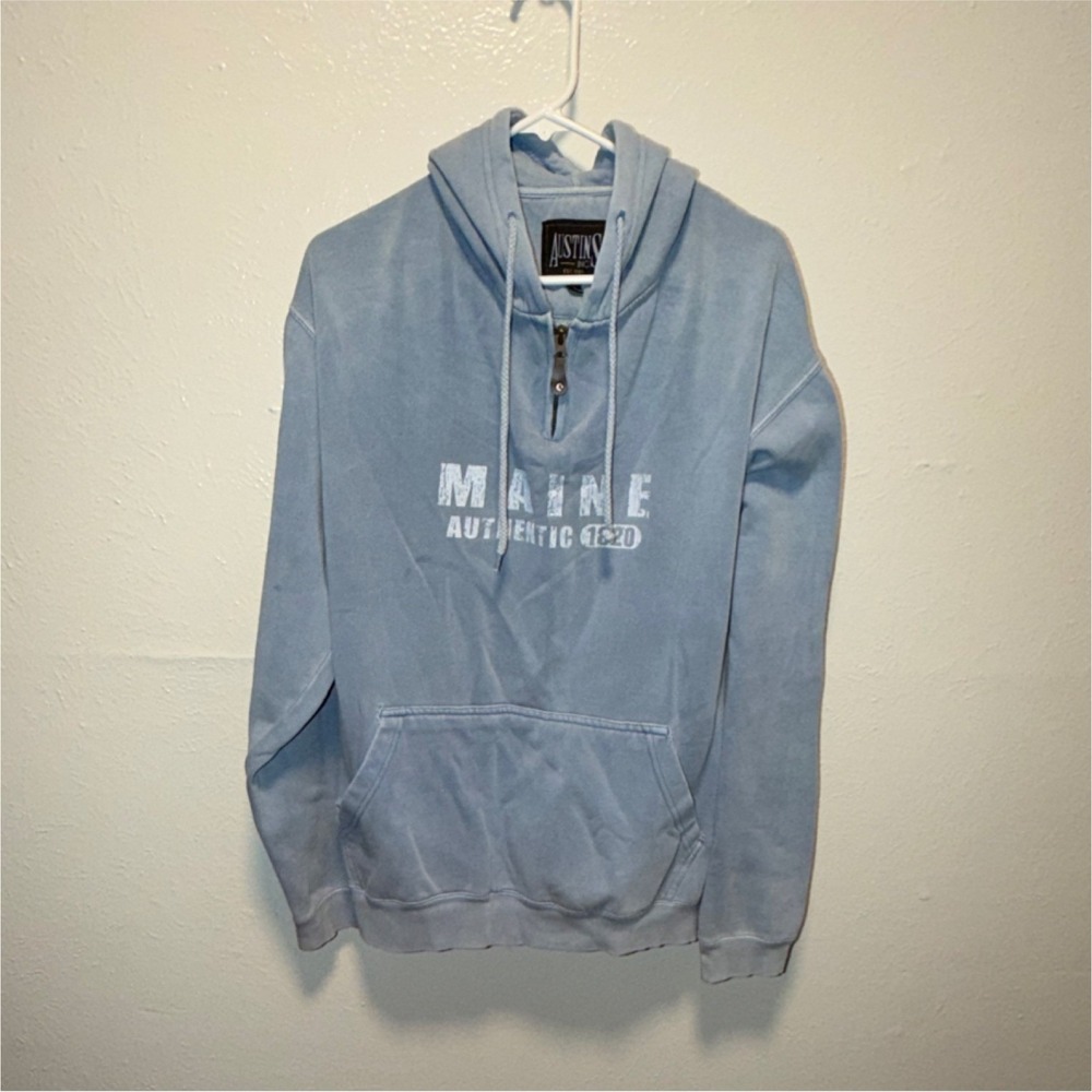 Maine Sweater Hoodie 1/4 Zip Pullover Mens Large